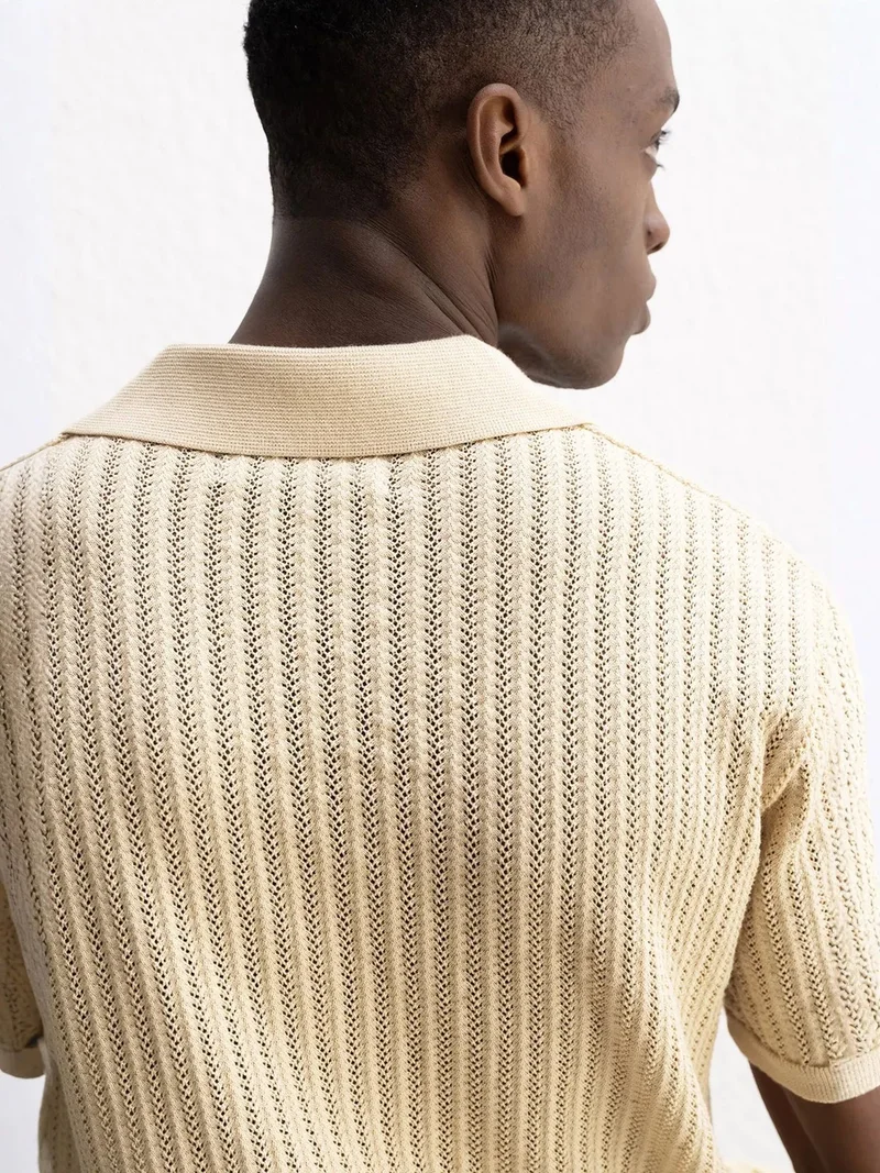 جيستو GIESTO Textured Cotton Shirt with Button Closure